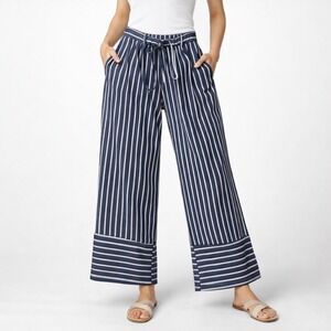 Lucky & Blessed Blue White Striped Wide Leg culotte Pants 2XL Western DENIM New
